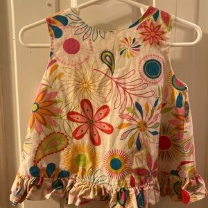 Banana Split Girls 70s Ruffle Flower Power Tie Fun Sleeveless Tank - Sz 18 mo